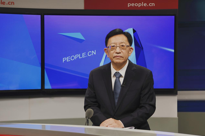 中國節(jié)能環(huán)保集團有限公司黨委書記、董事長宋鑫做客人民網(wǎng)。人民網(wǎng)記者 王曉嘯 攝